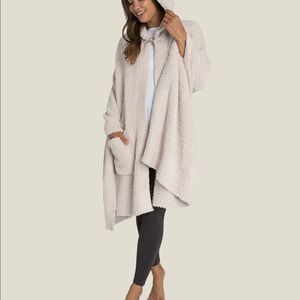 Barefoot Dreams Hooded Cape poncho shawl Stone